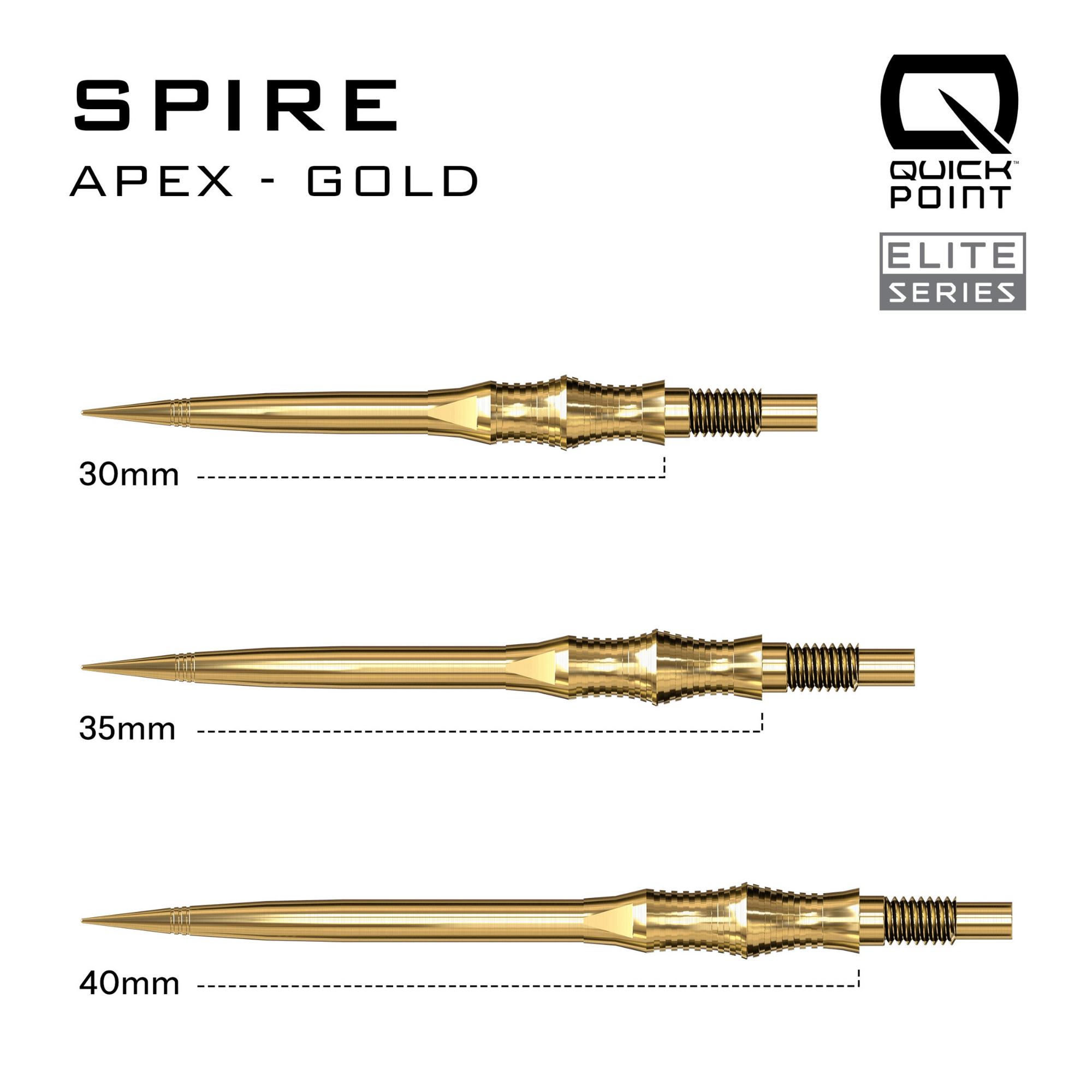 Harrows Apex Spire Elite Series Quick Point Spitzen Gold Maße