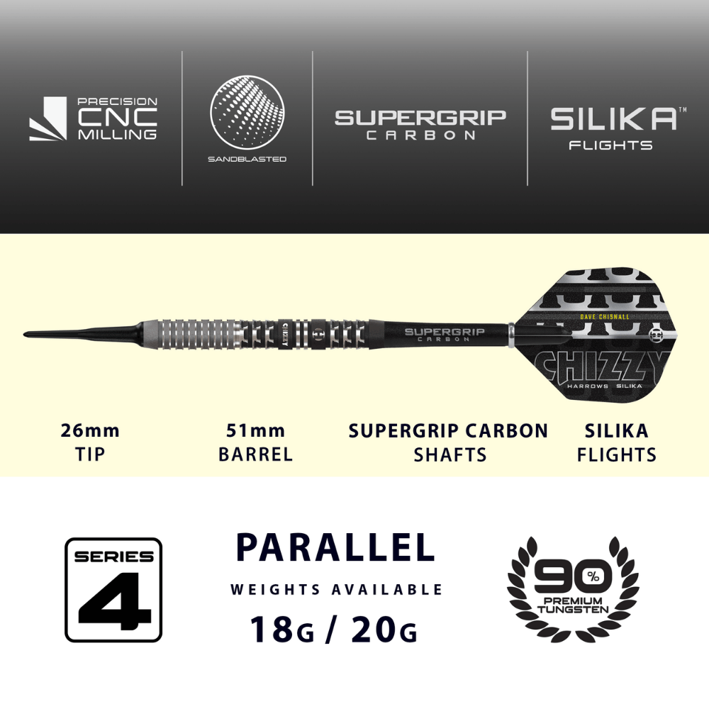 Harrows Chizzy Series 4 Softdarts Abmessungen
