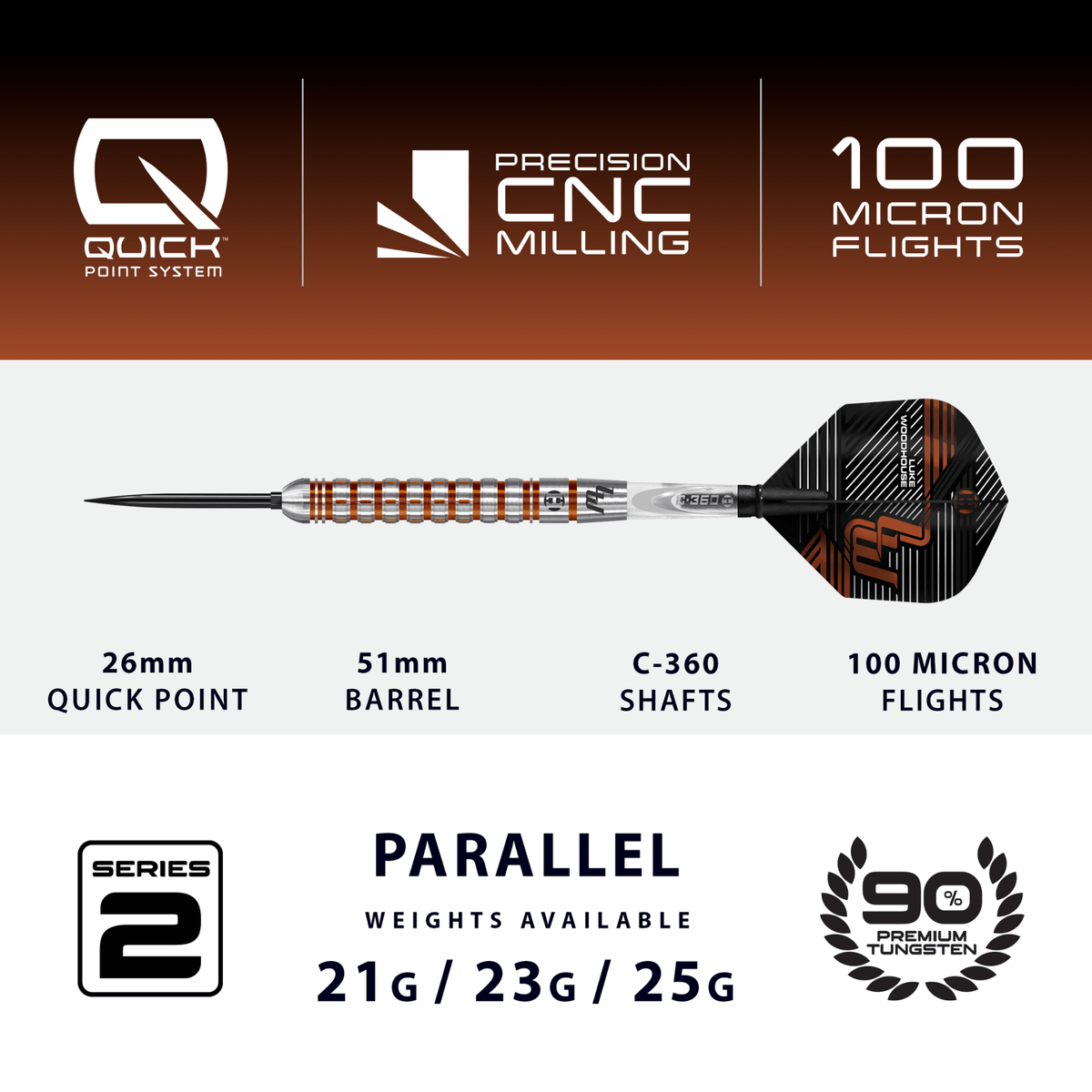 Harrows Luke Woodhouse Series 2 Quick Point Steeldarts Maße