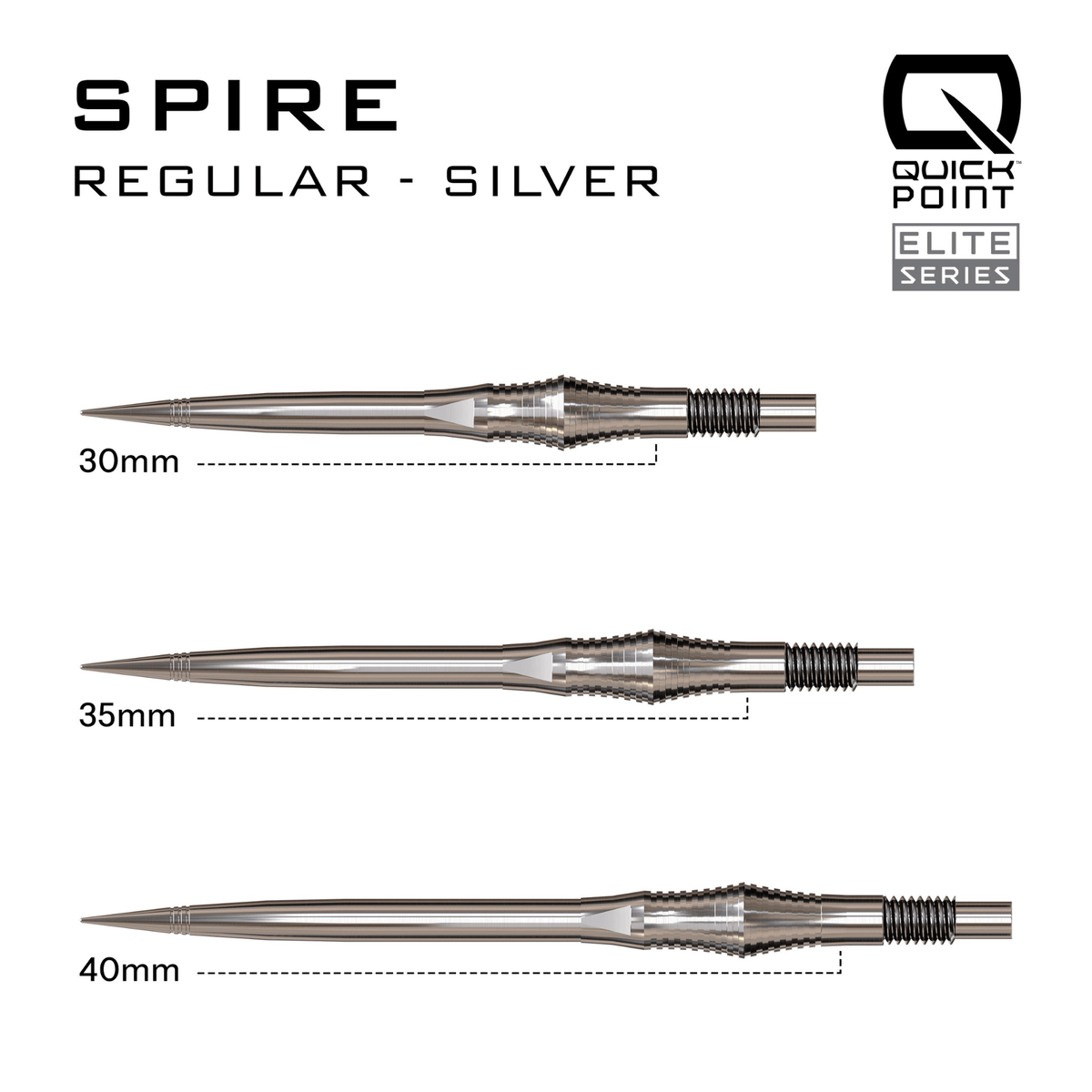 Harrows Spire Elite Series Quick Point Spitzen Silver Maße