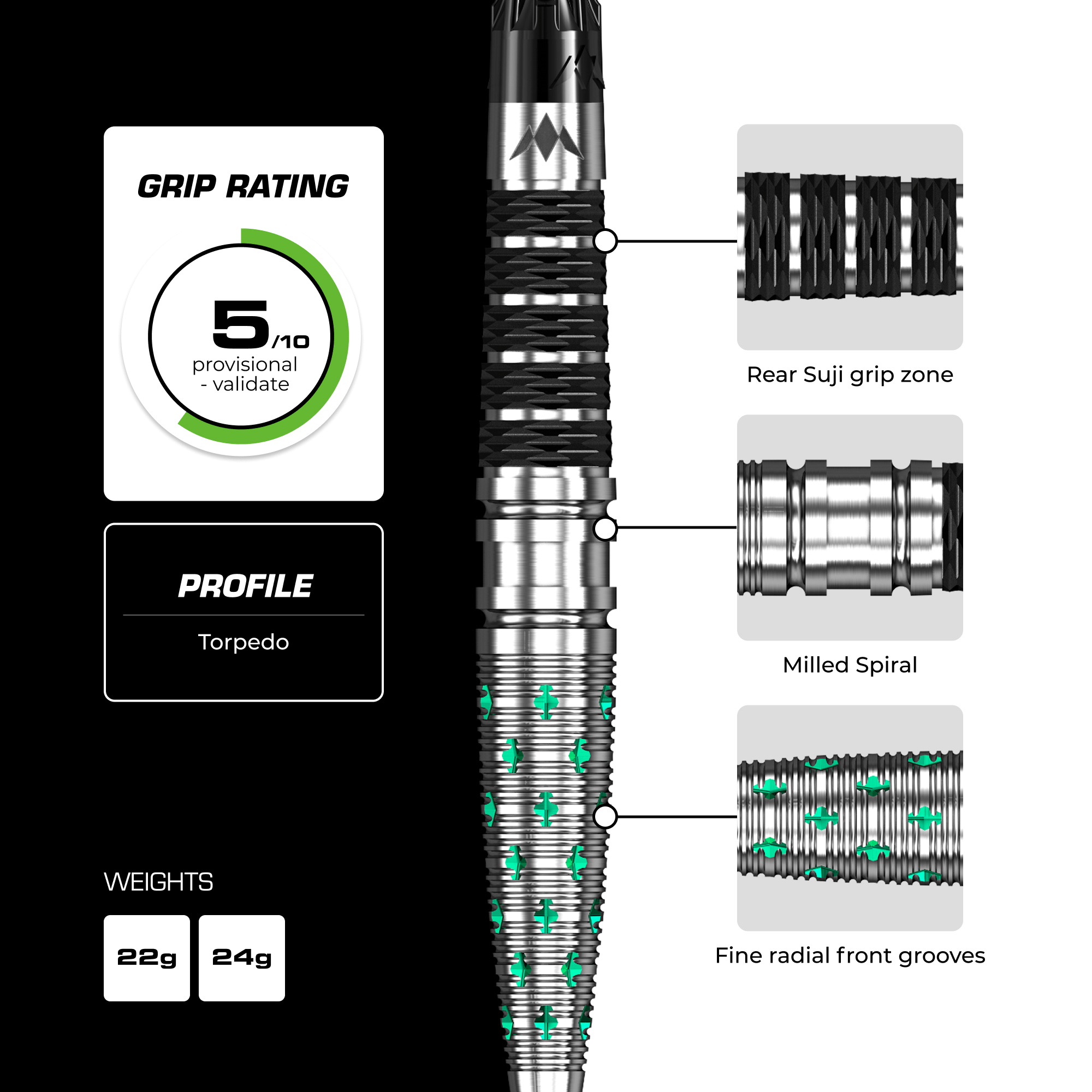 Mission Mantis Rapid Point Steeldarts Details Barrel