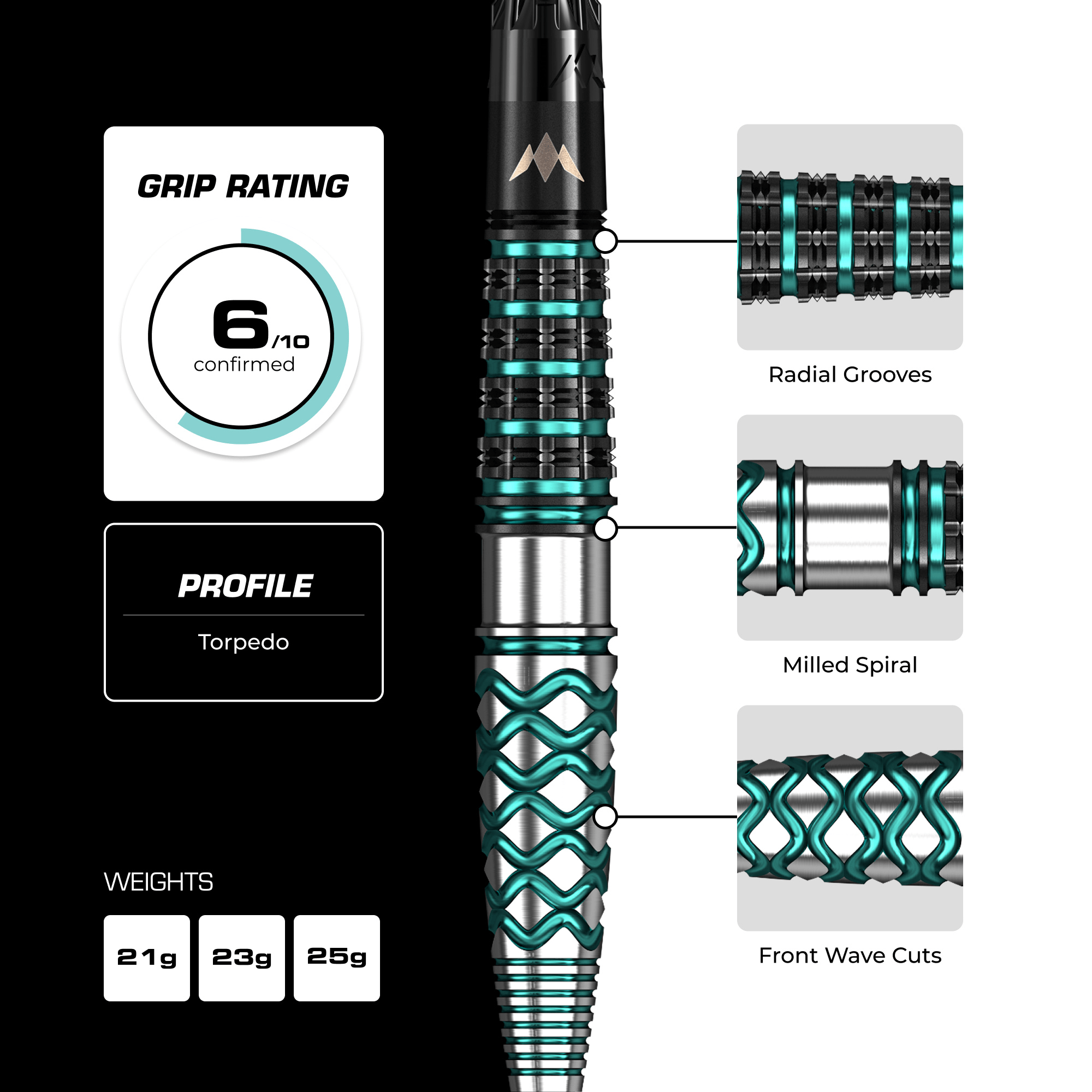 Mission Neptune Rapide Point Steeldarts Details Barrel