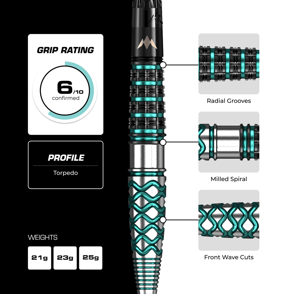 Mission Neptune Rapide Point Steeldarts Details Barrel