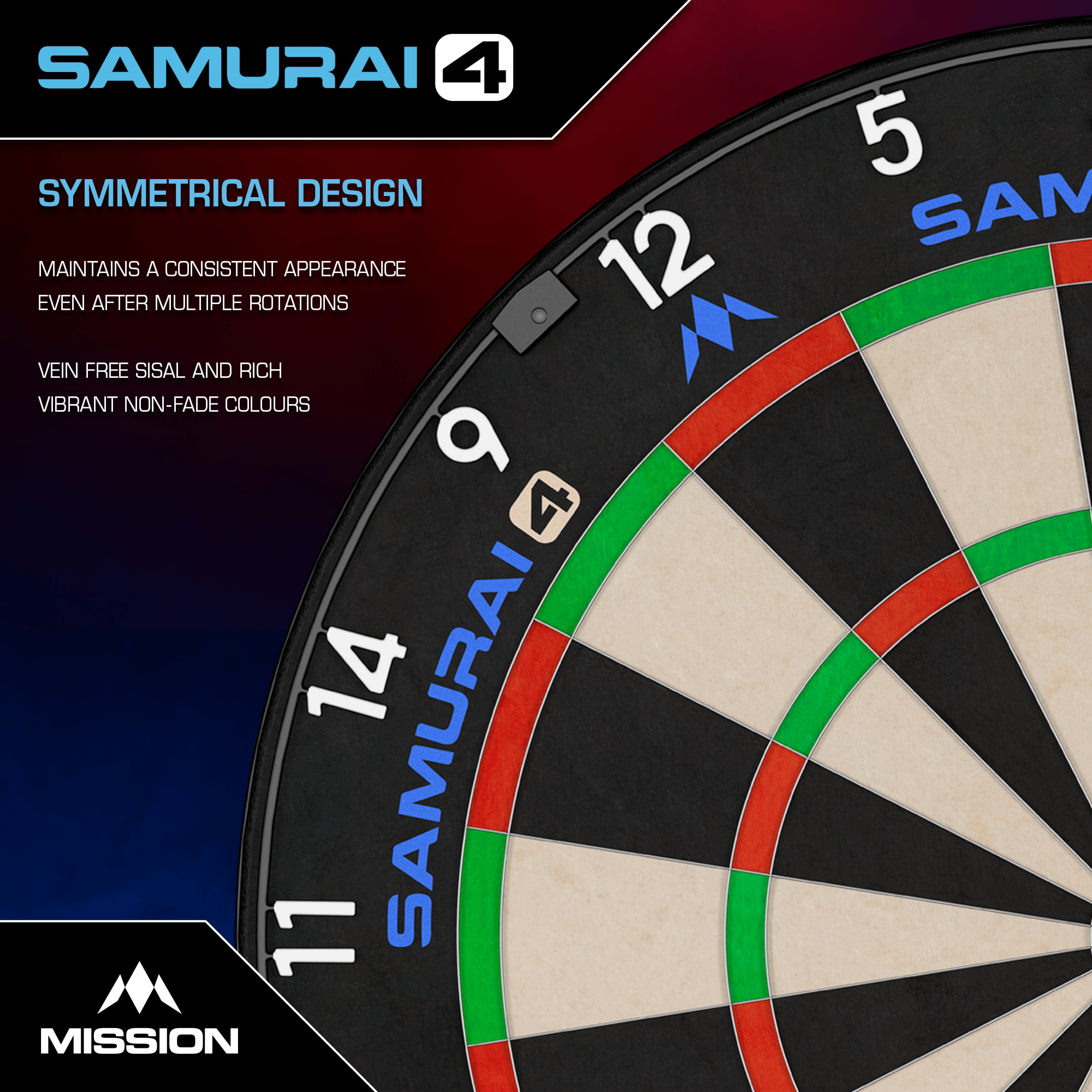 Mission Samurai 4 Dartboard White Spider Details Design