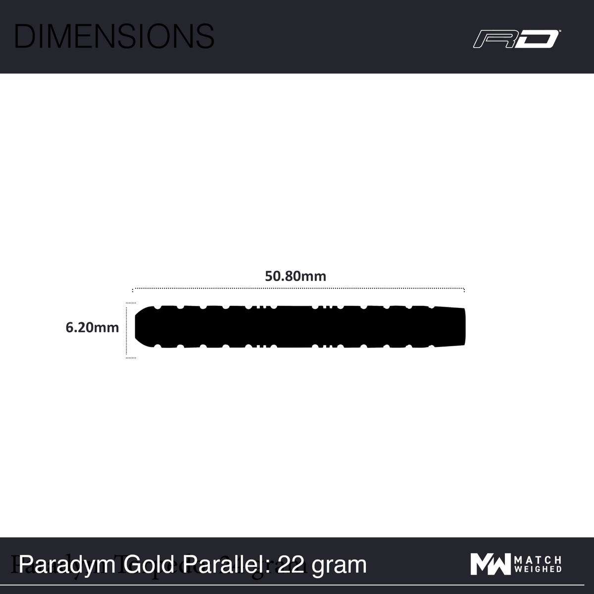 Red Dragon Paradym Gold Parallel Steeldarts Maße 22g