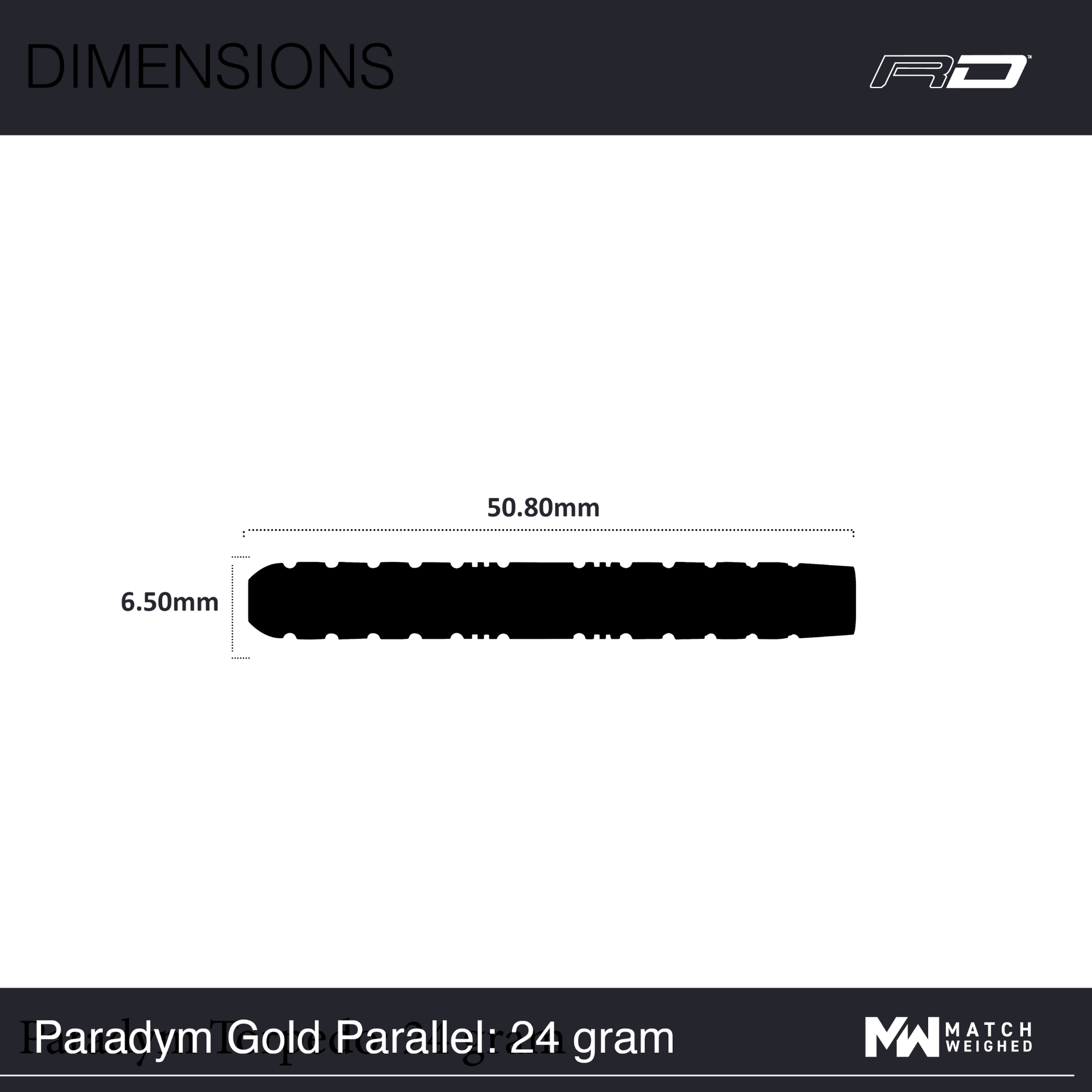 Red Dragon Paradym Gold Parallel Steeldarts Maße 24g