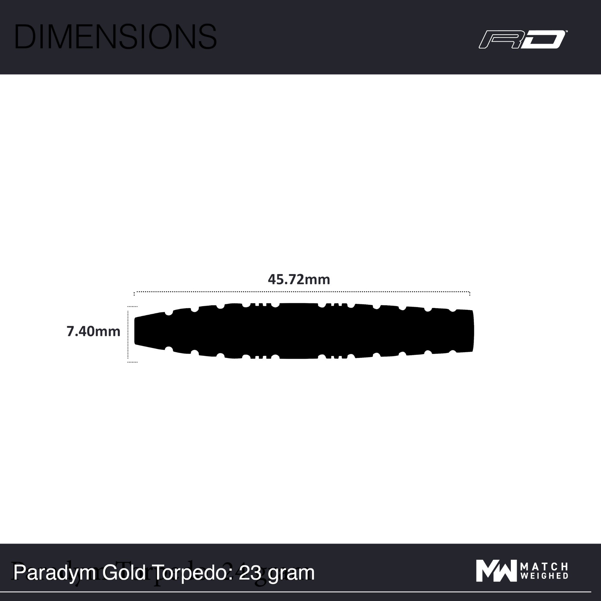 Red Dragon Paradym Gold Torpedo Steeldarts Maße 23g