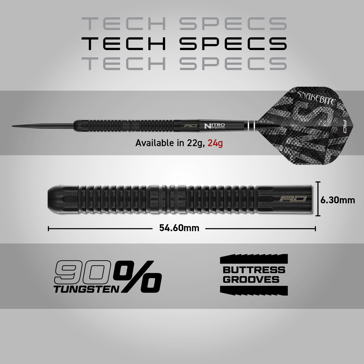 Red Dragon Peter Wright Black Mamba Steeldarts Maße 24g