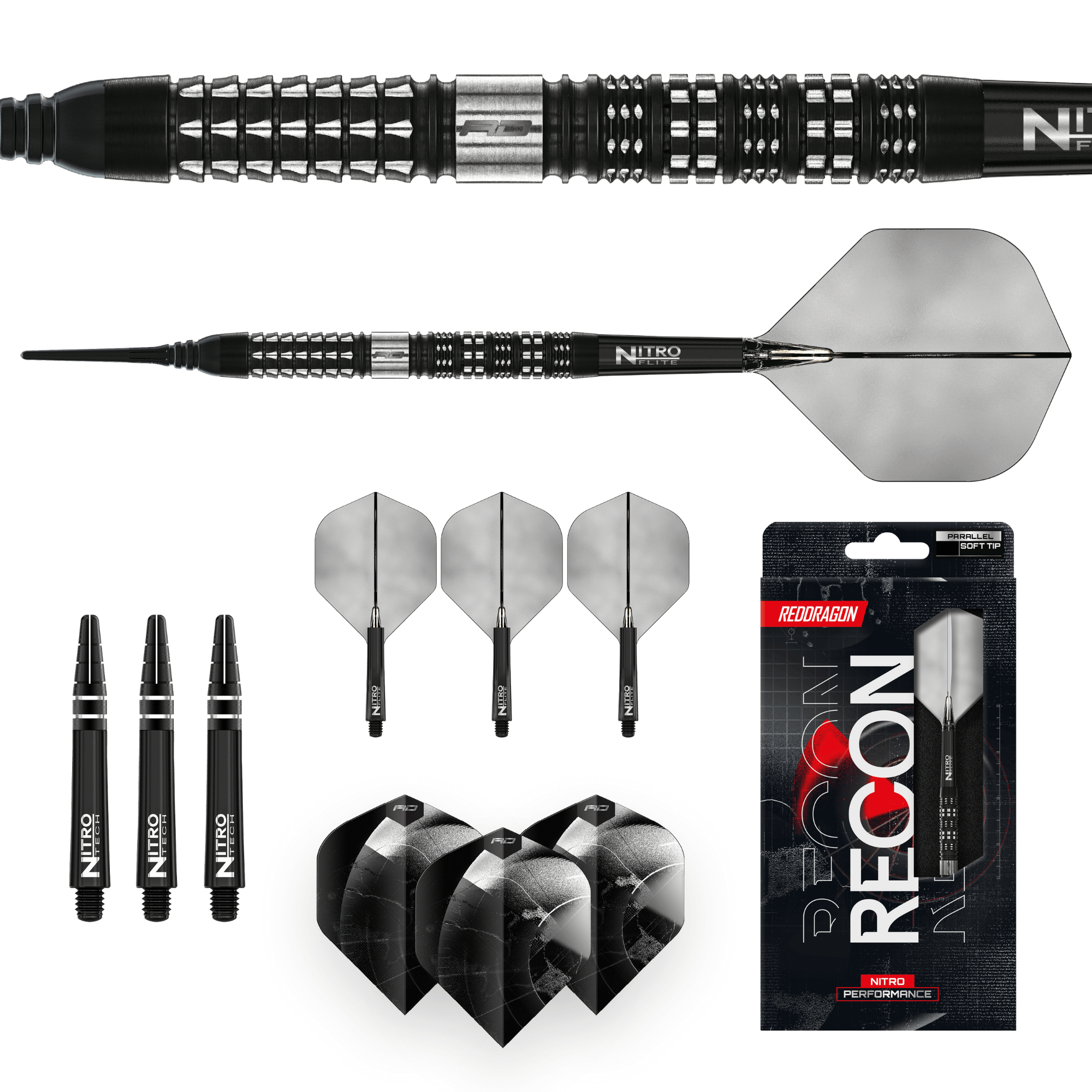 Red Dragon Recon Parallel Softdarts Packungsinhalt