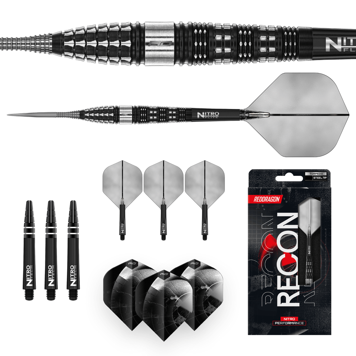 Red Dragon Recon Torpedo Steeldarts Packungsinhalt
