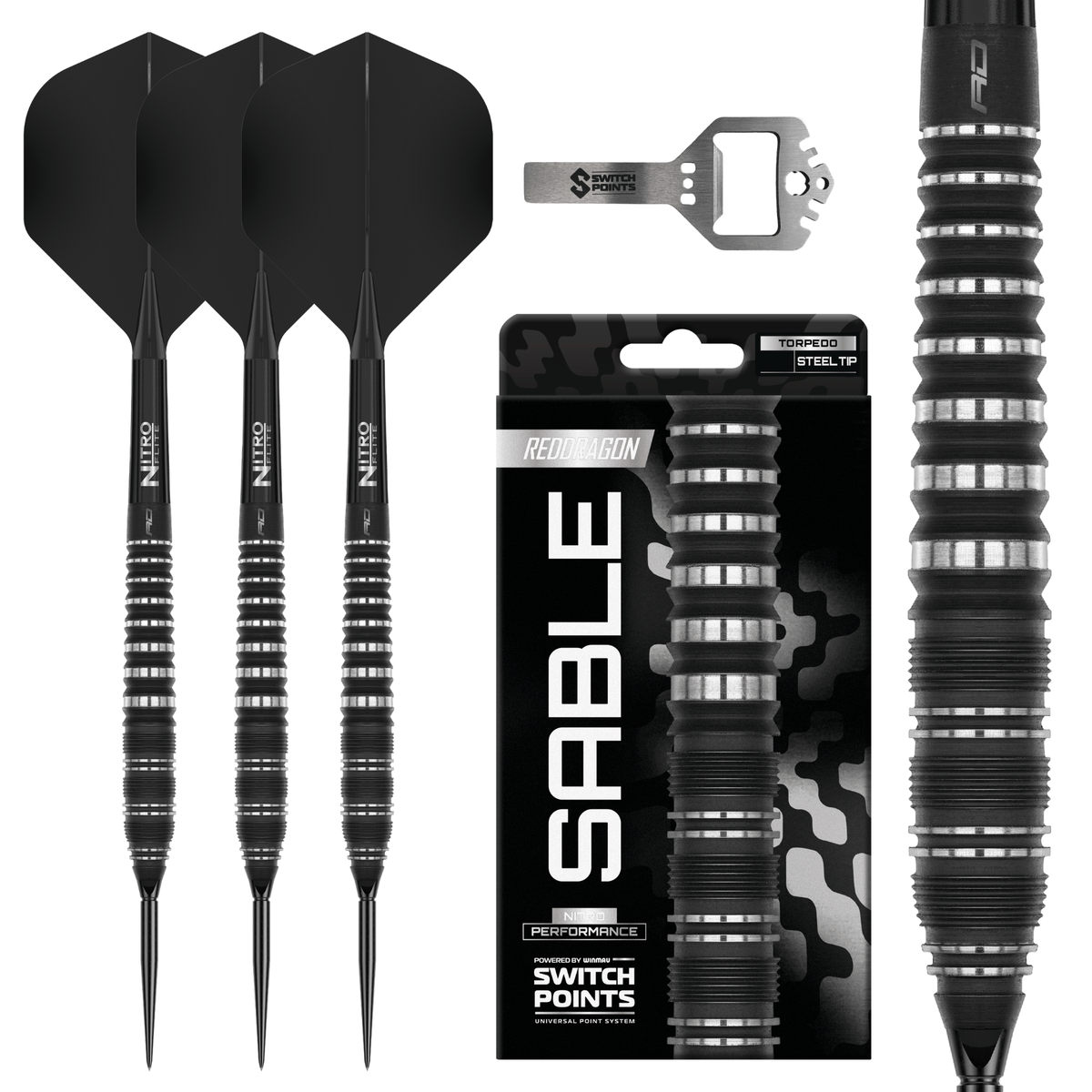 Red Dragon Sable Torpedo Switch Point Steeldarts Verpackung