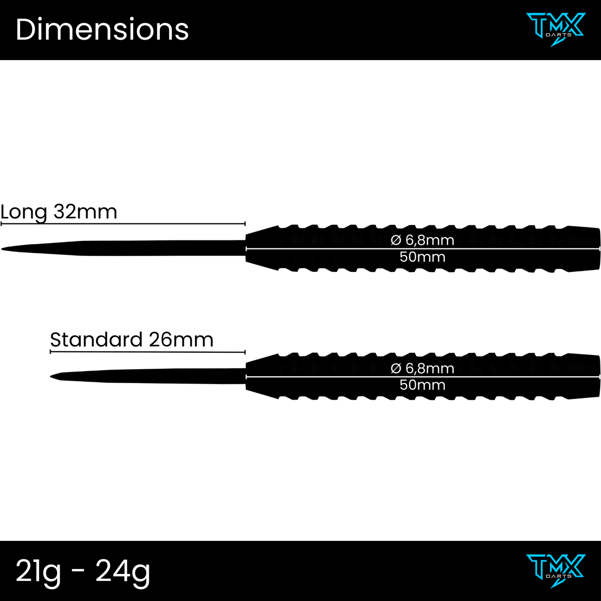 TMX S100 SE Dimensions 21g-24g Steeltip