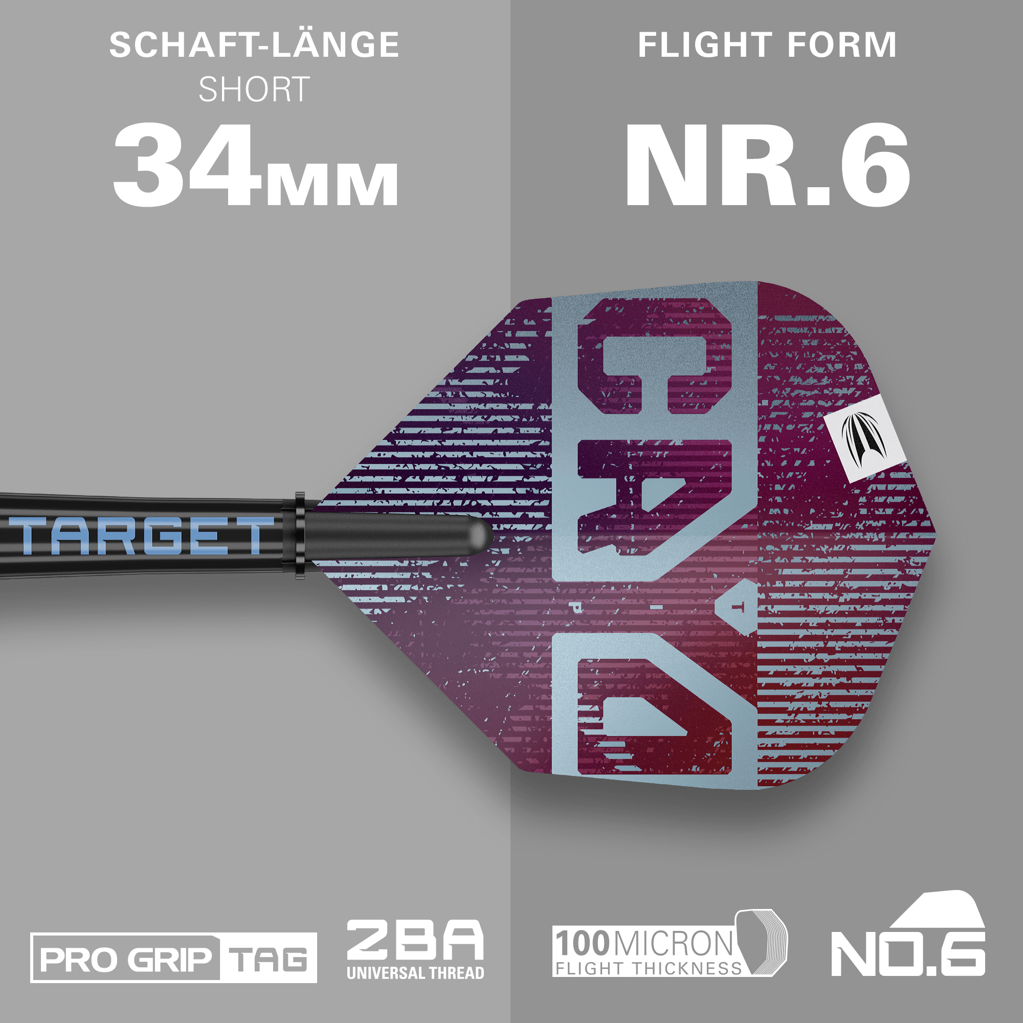 Target Cryo 13 Softdarts Maße Shaft und Flight
