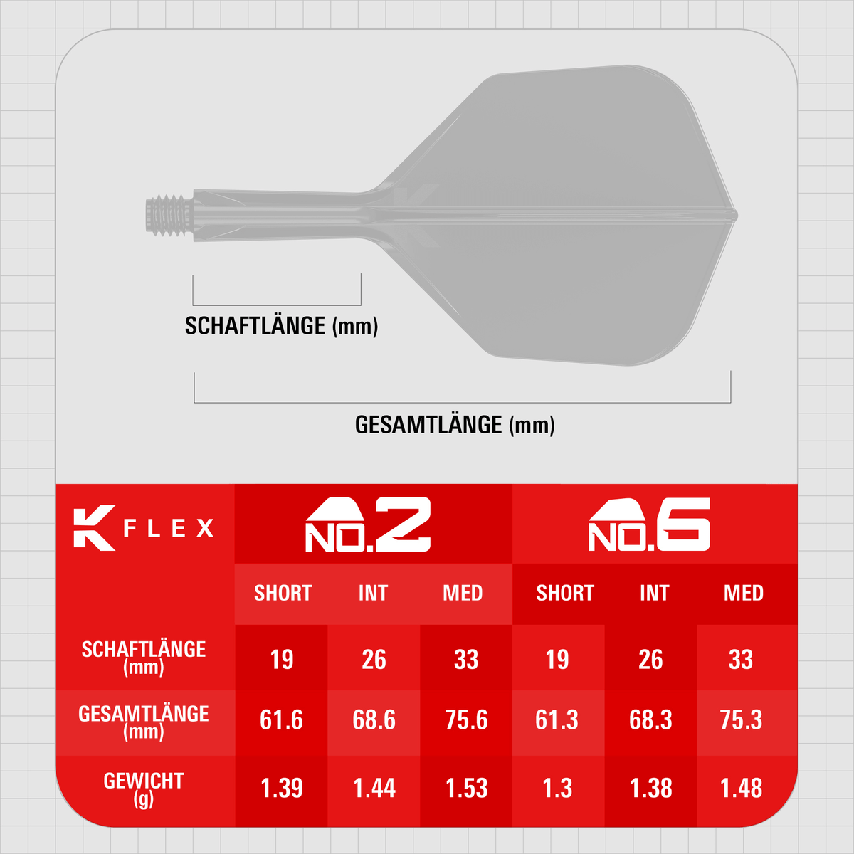 Target K-Flex Flight NO6 - Rot Maße