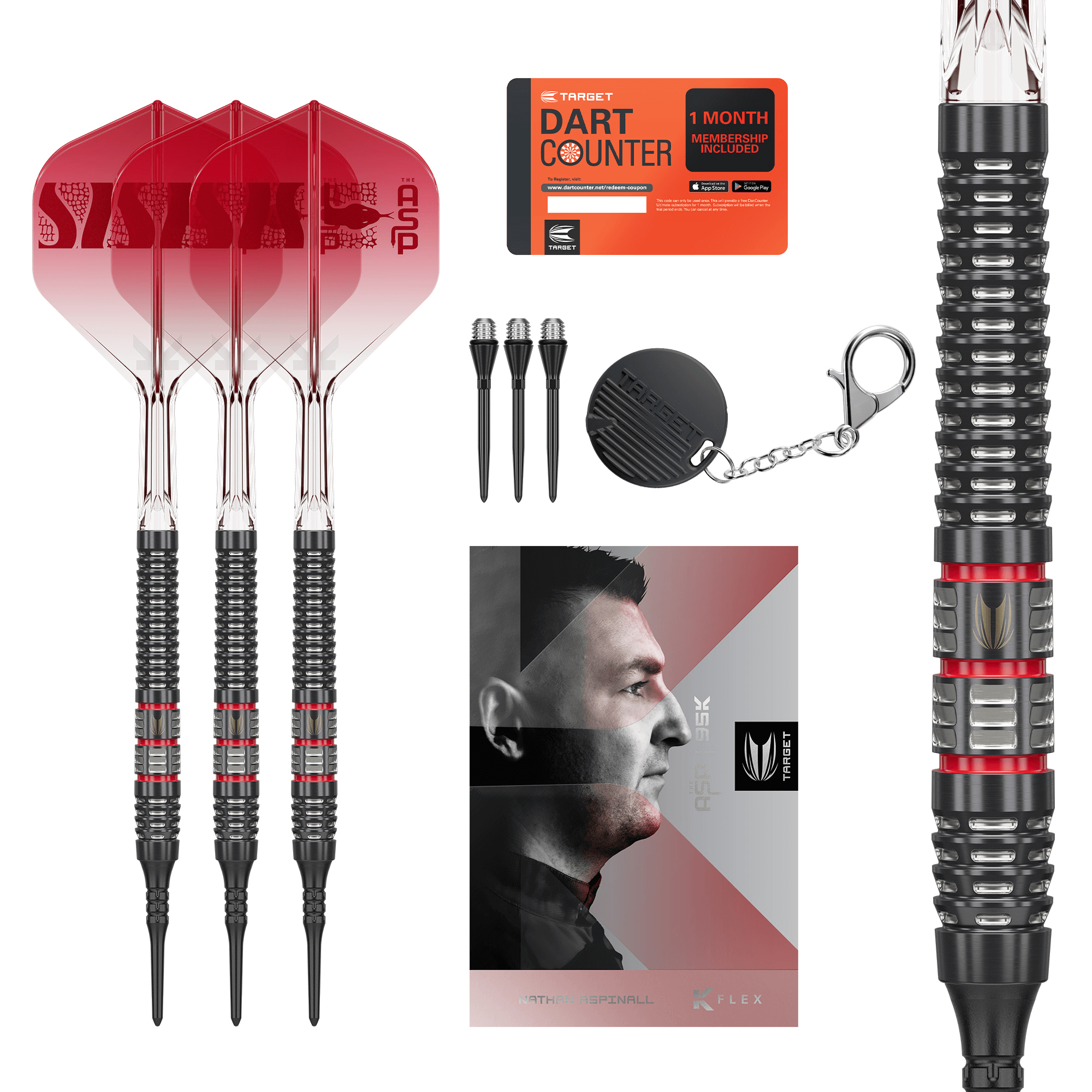 Target Nathan Aspinall 95K Softdarts Packungsinhalt