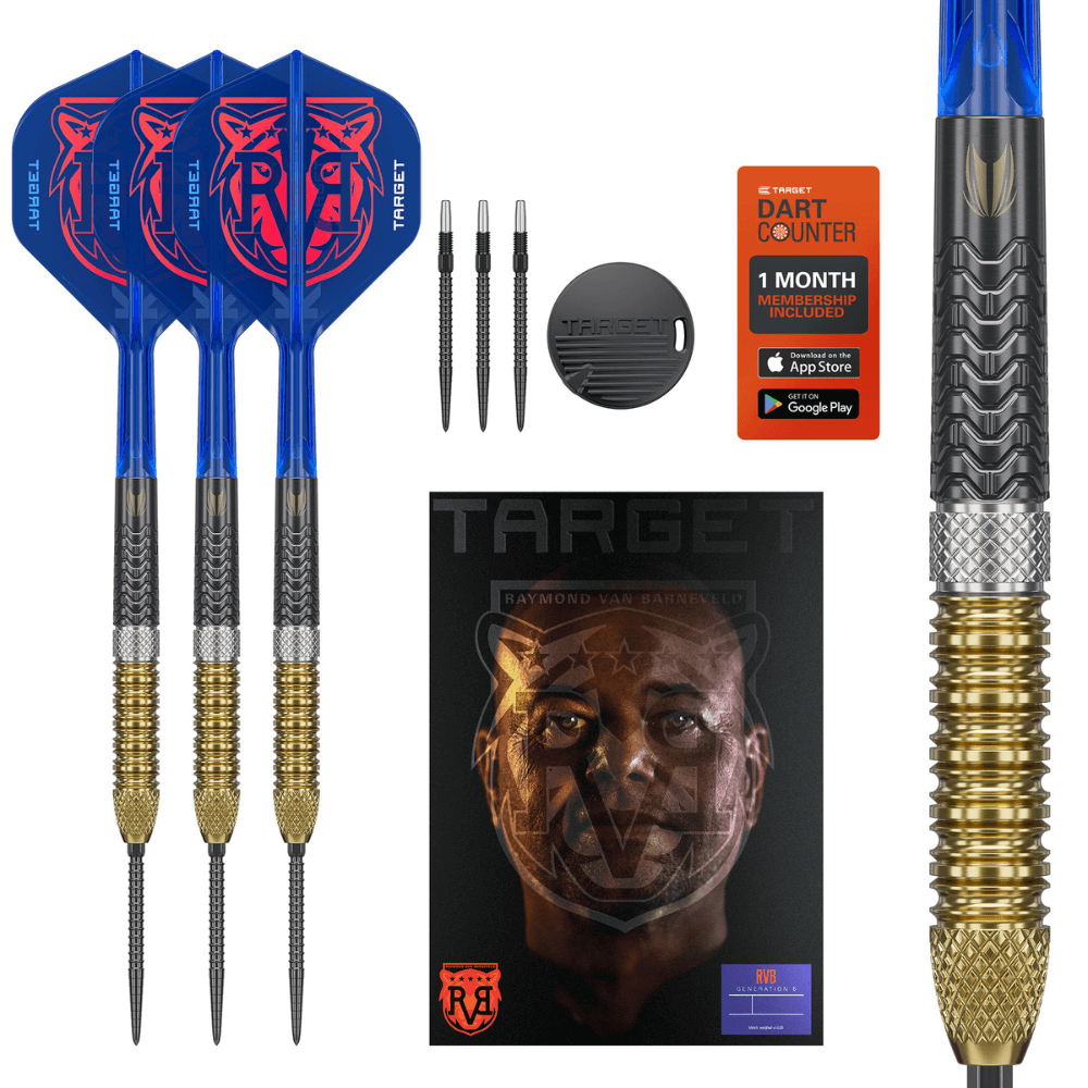 Target Raymond van Barneveld GEN6 Swiss Point Steeldarts Lieferumfang
