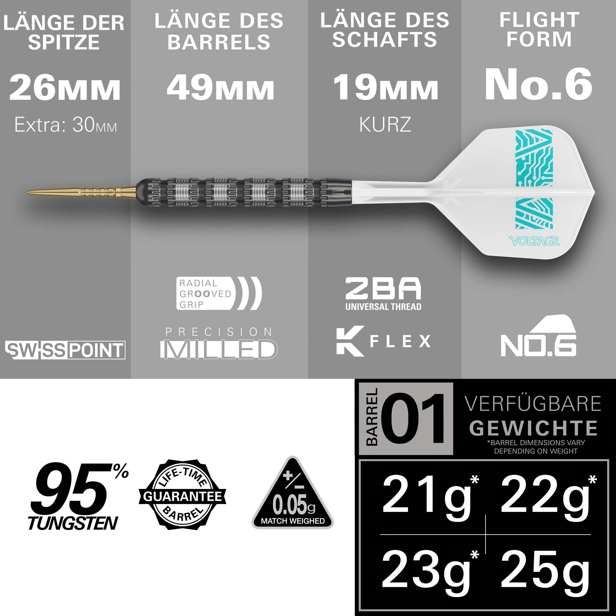 Target Rob Cross 95K Swiss Point Steeldarts Maße