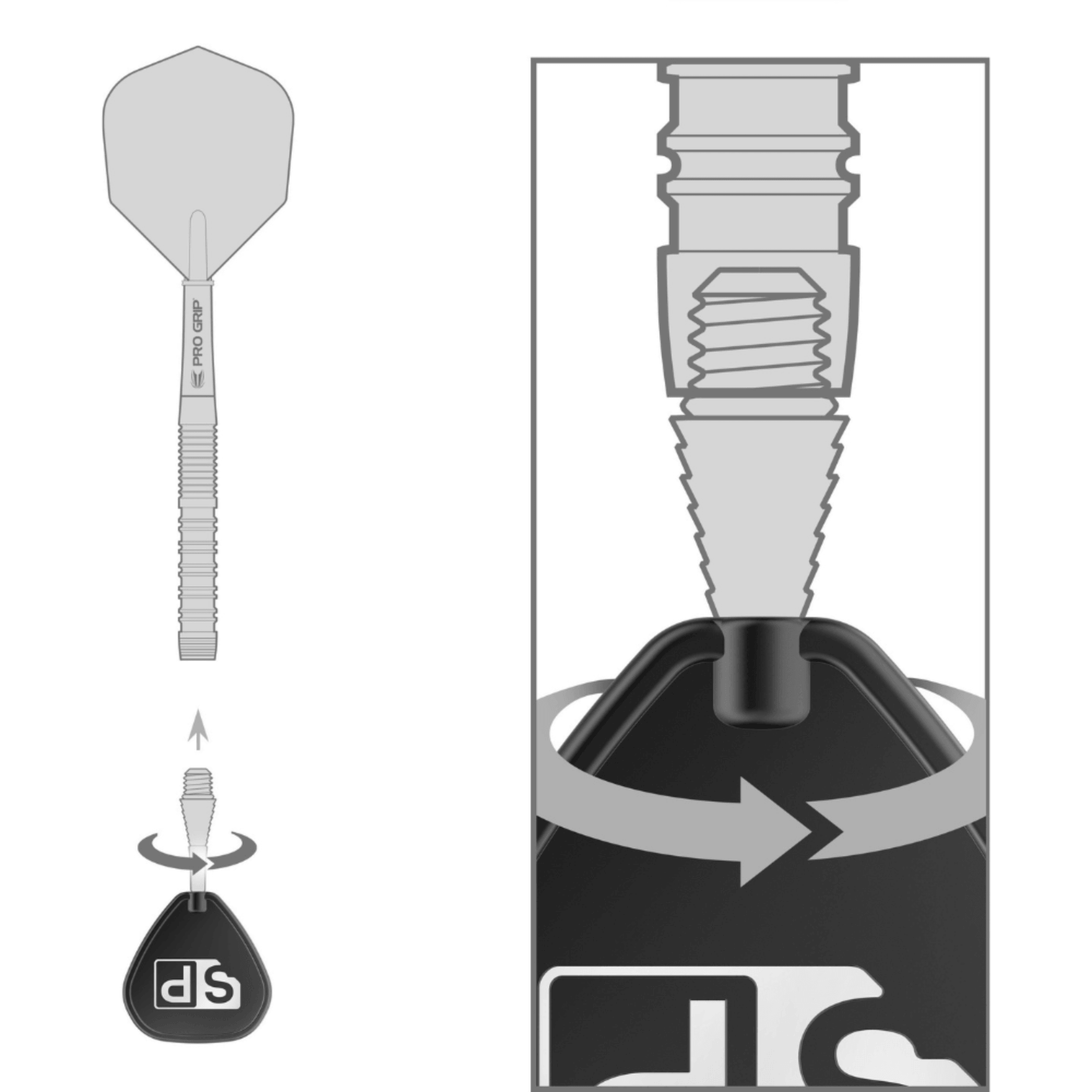Target Titanium Grooved Conversion Steeldart Spitzen - Schwarz Details Swiss Point