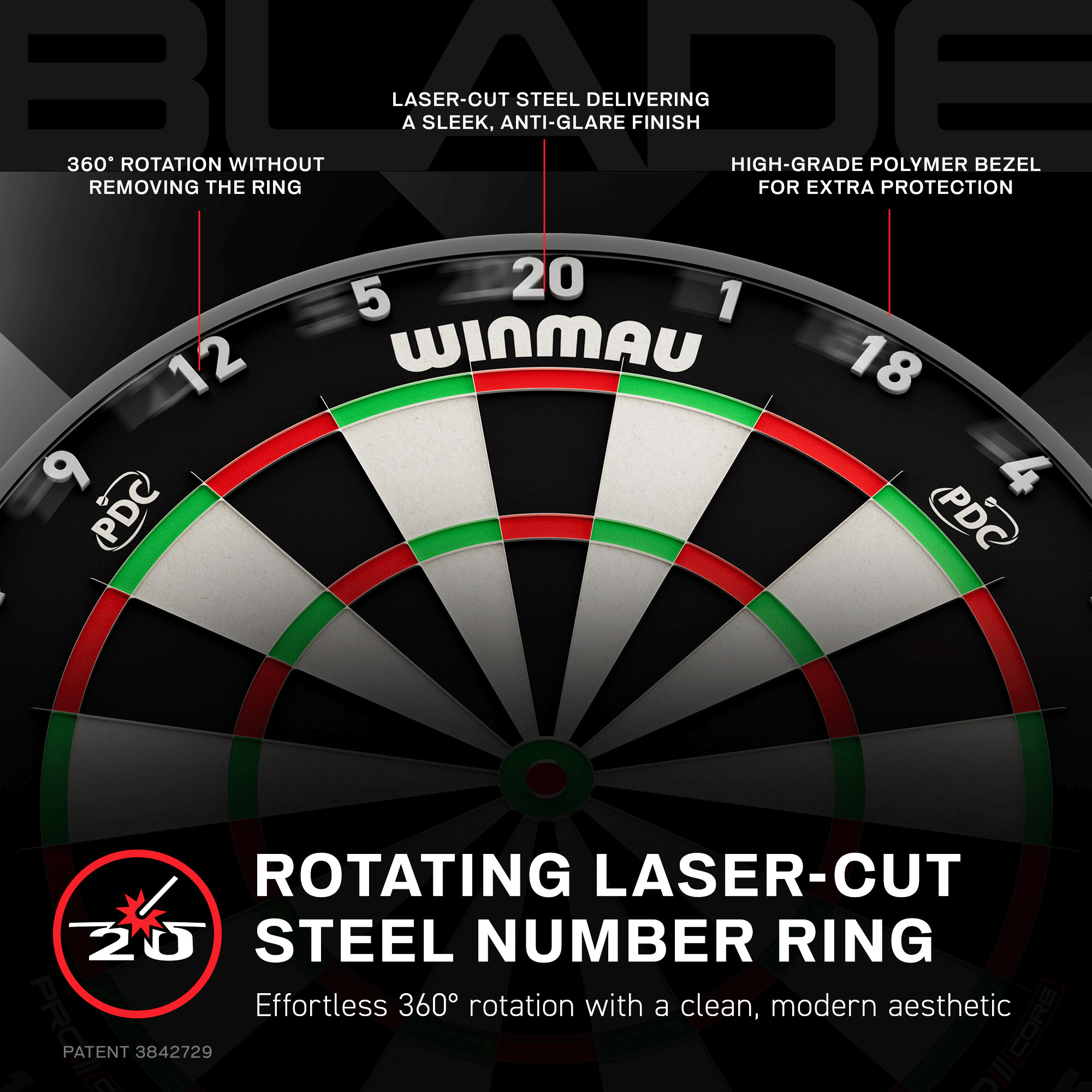 Winmau Blade X Pro Core Official PDC Dartboard Detail Zahlenring