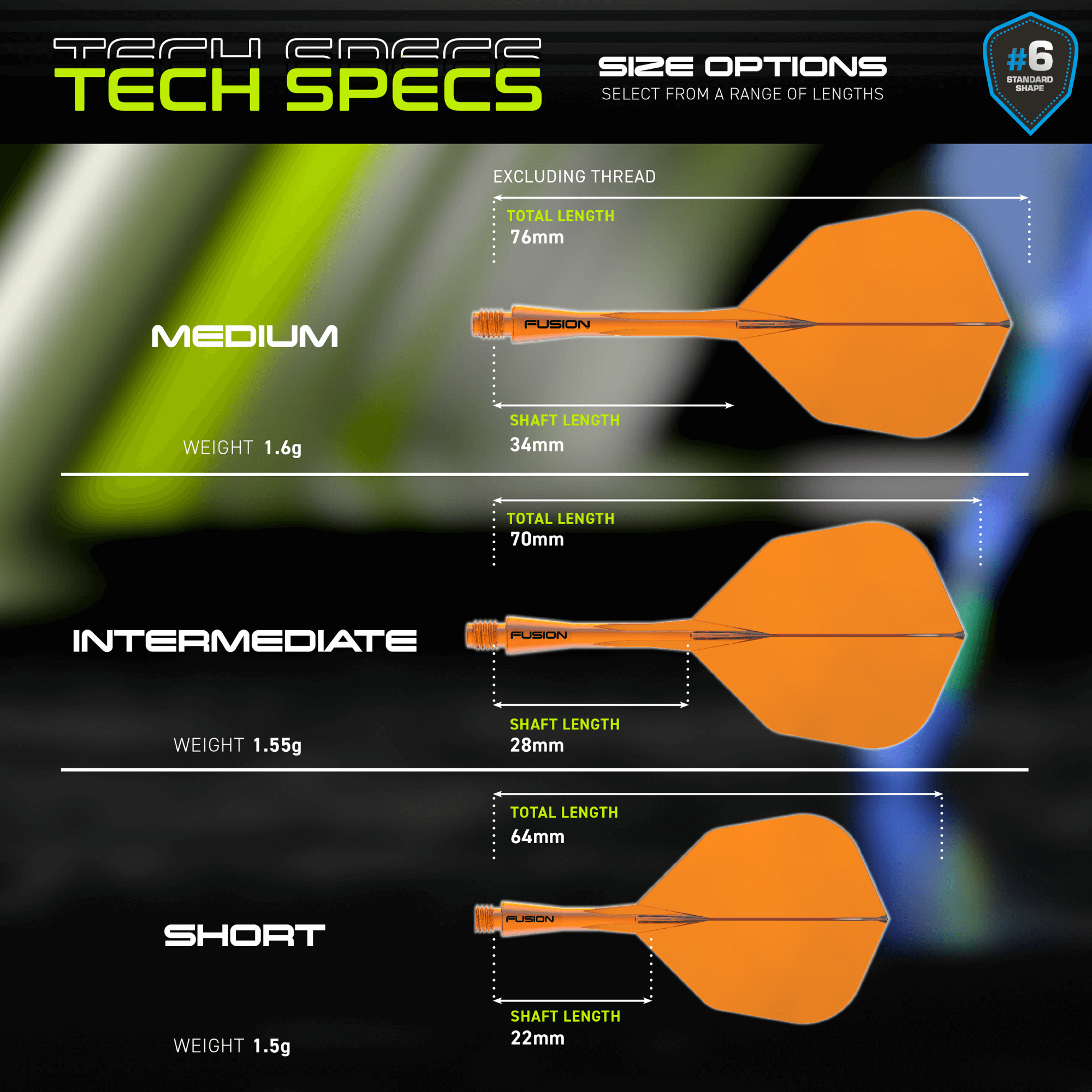 Winmau Fusion Integrated Flight System Small Neon Orange Größen