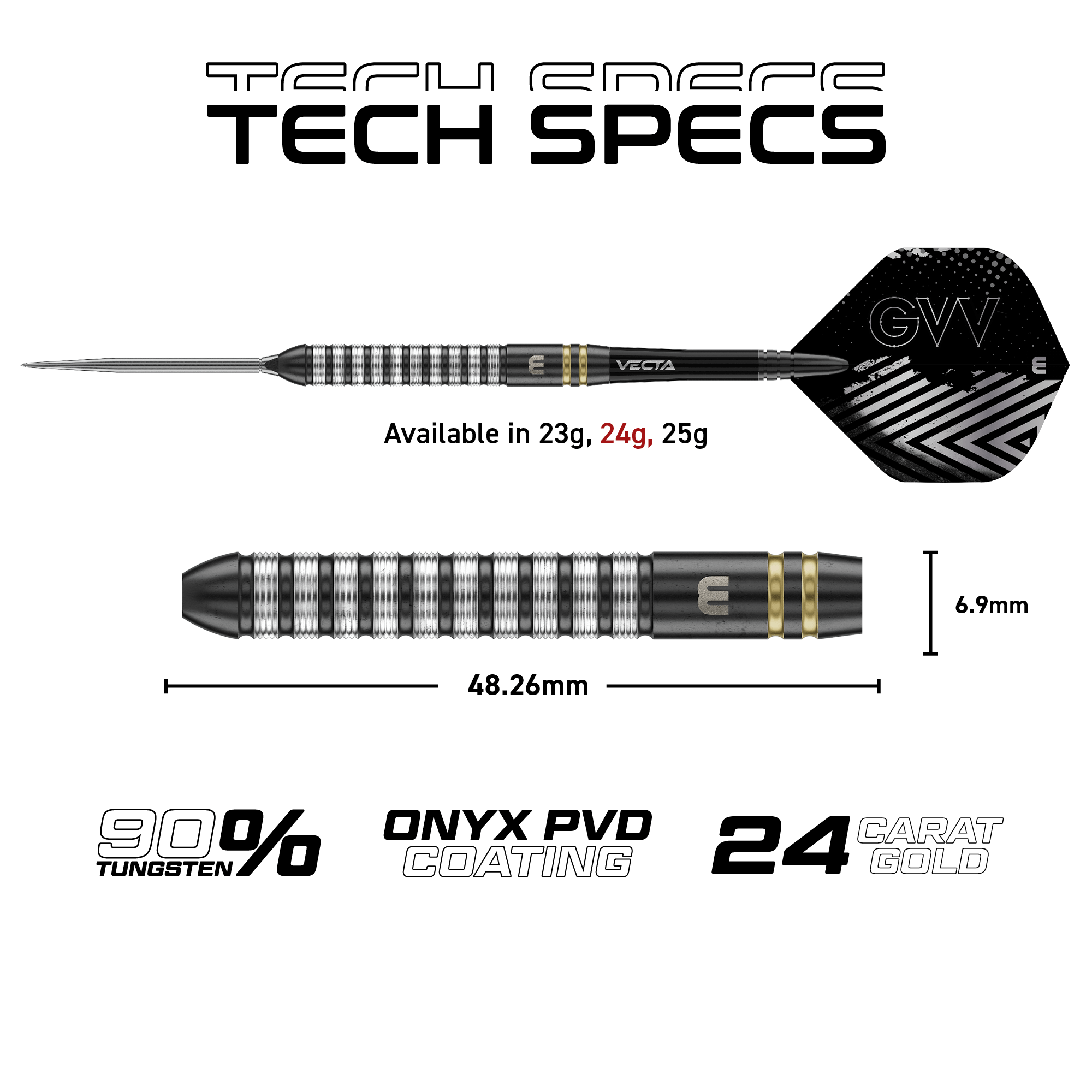 Winmau GVV TS Switch Point Steeldarts Maße 24g