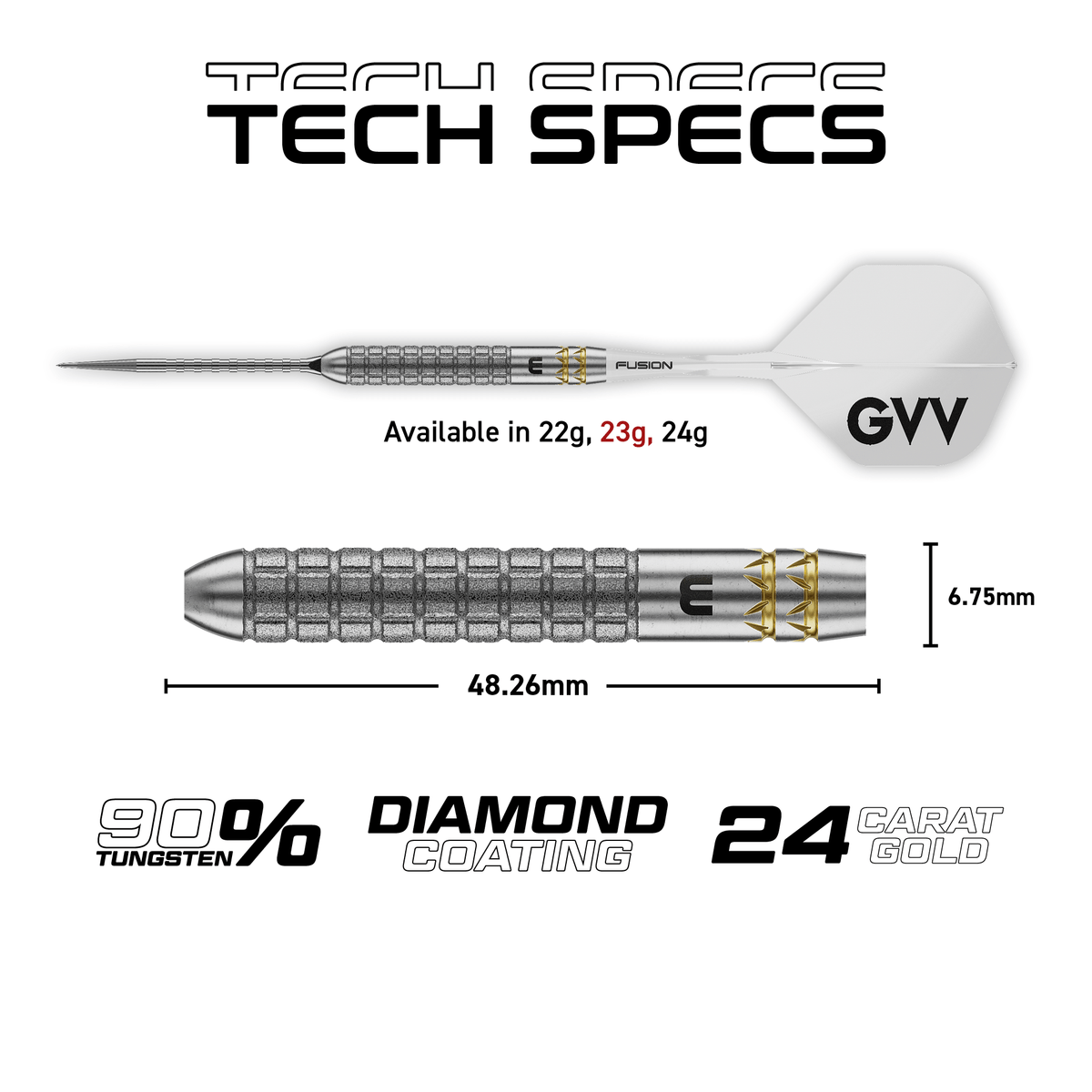 Winmau GVV W-MAX Switch Point Steeldarts Maße 23g