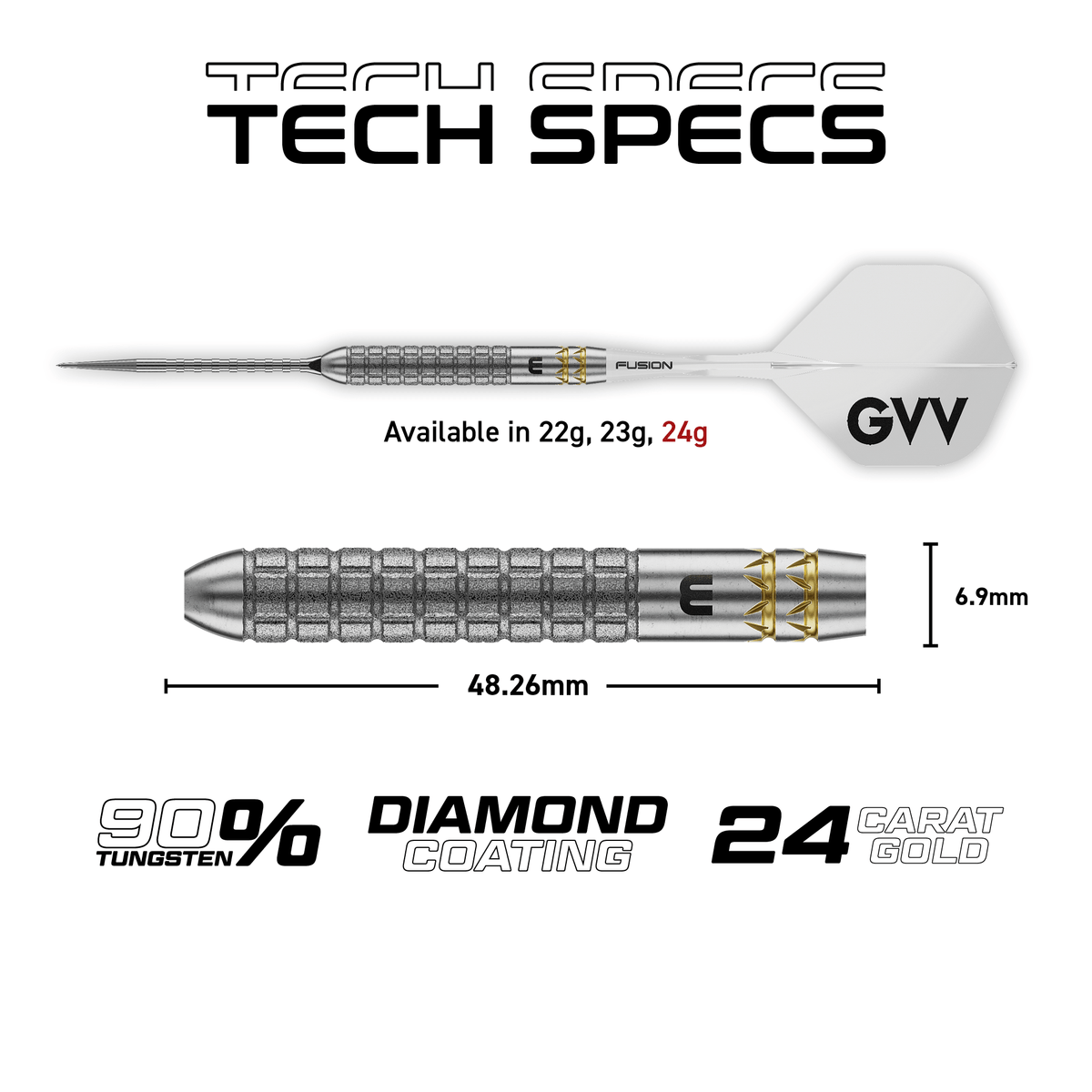 Winmau GVV W-MAX Switch Point Steeldarts Maße 24g