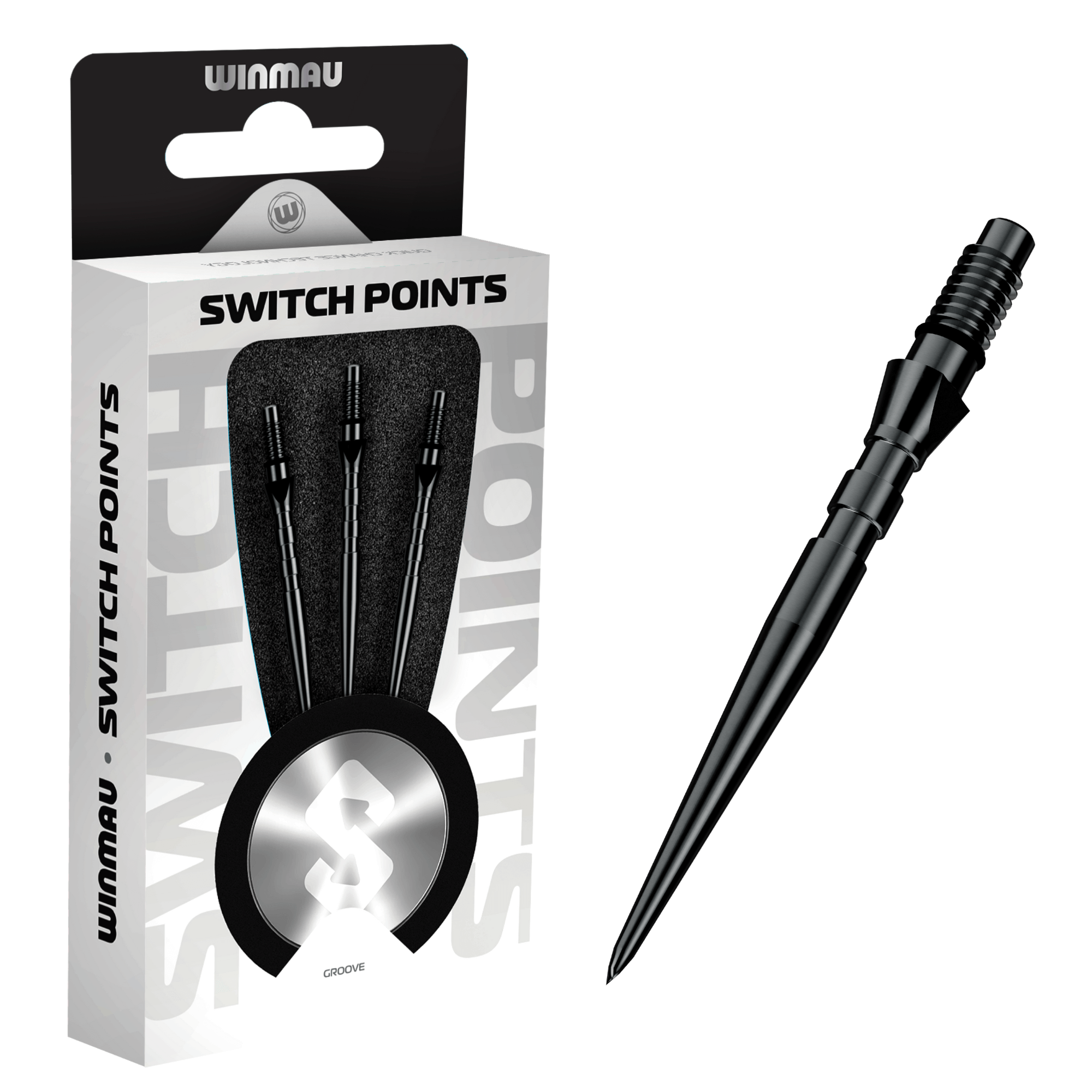 Winmau Switch Point Groove Black Spitzen Verpackung