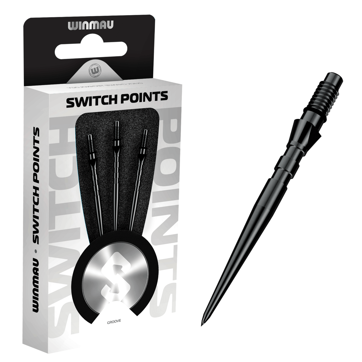 Winmau Switch Point Groove Black Spitzen Verpackung