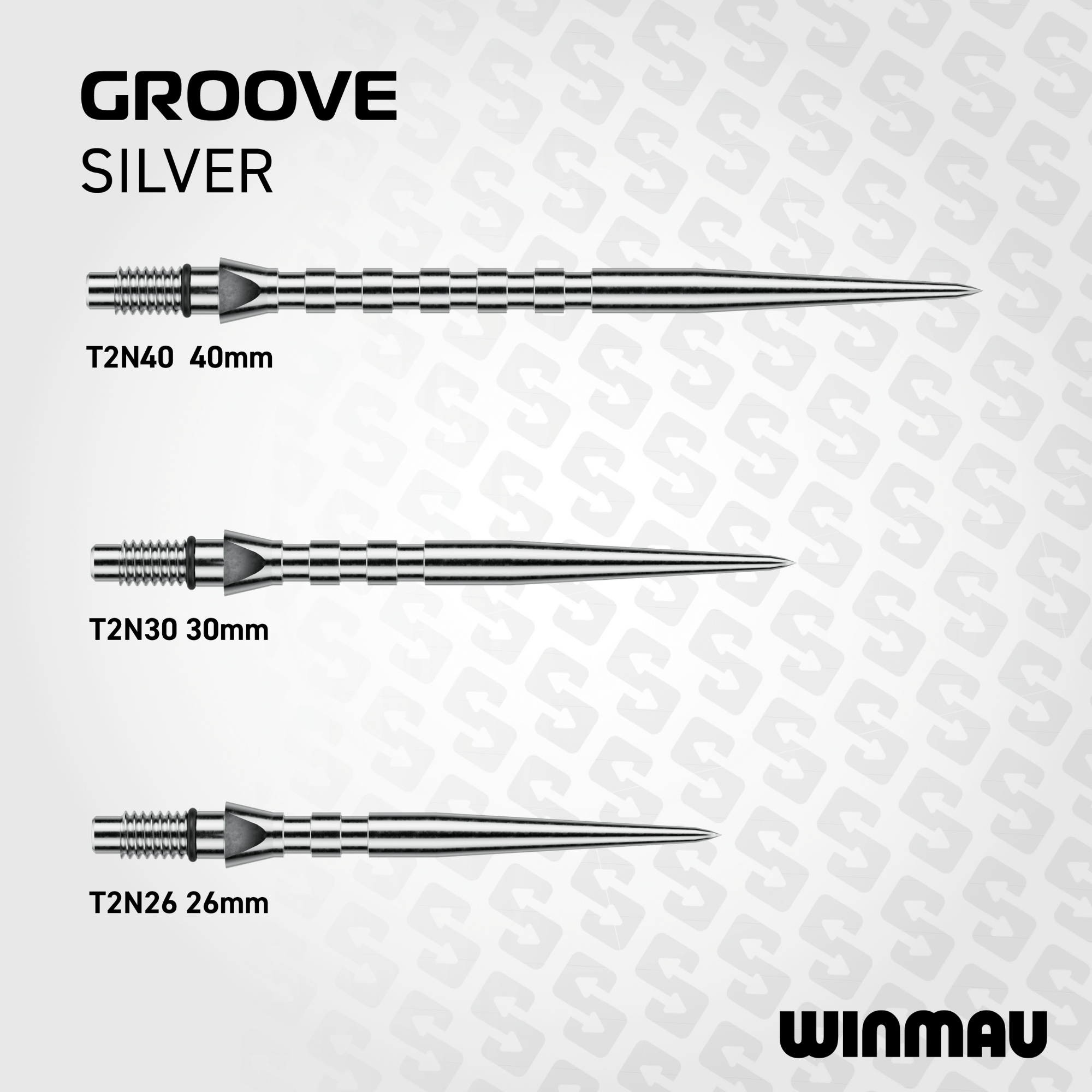 Winmau Switch Point Groove Silver Effect Spitzen Maße