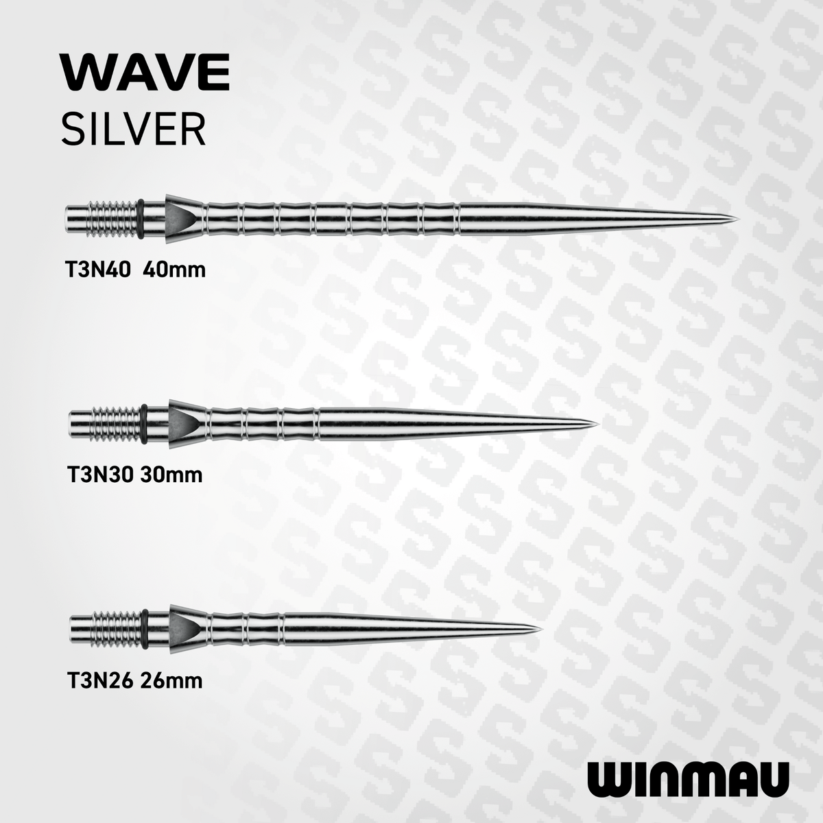 Winmau Switch Point Wave Silver Effect Spitzen Maße